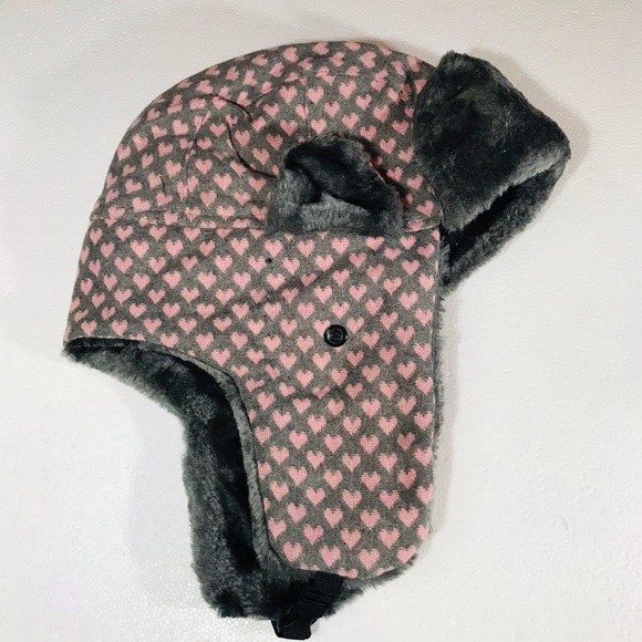 Hearts Faux Fur Lined Winter Cold Weather Cap Hat Retro Deadstock main image 6